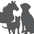 Grey colored dog, cat and horse icon