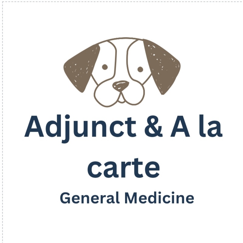 Dog illustration adjunct and a la carte service logo