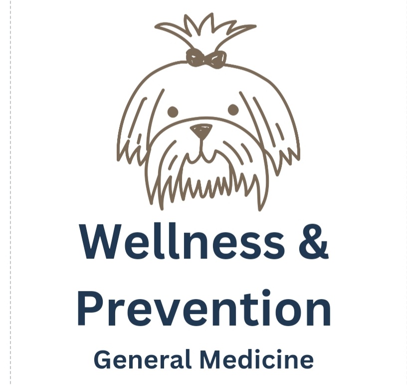 Welllness & Prevention Icon with Gray Dog illustration